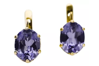 8 كارت من الذهب الأصفر 333 Alexandrite أقراط vec003x-ax روسي سوفيتي الاتحاد السوفيتي فينتاج آرت ديكو style Art Deco